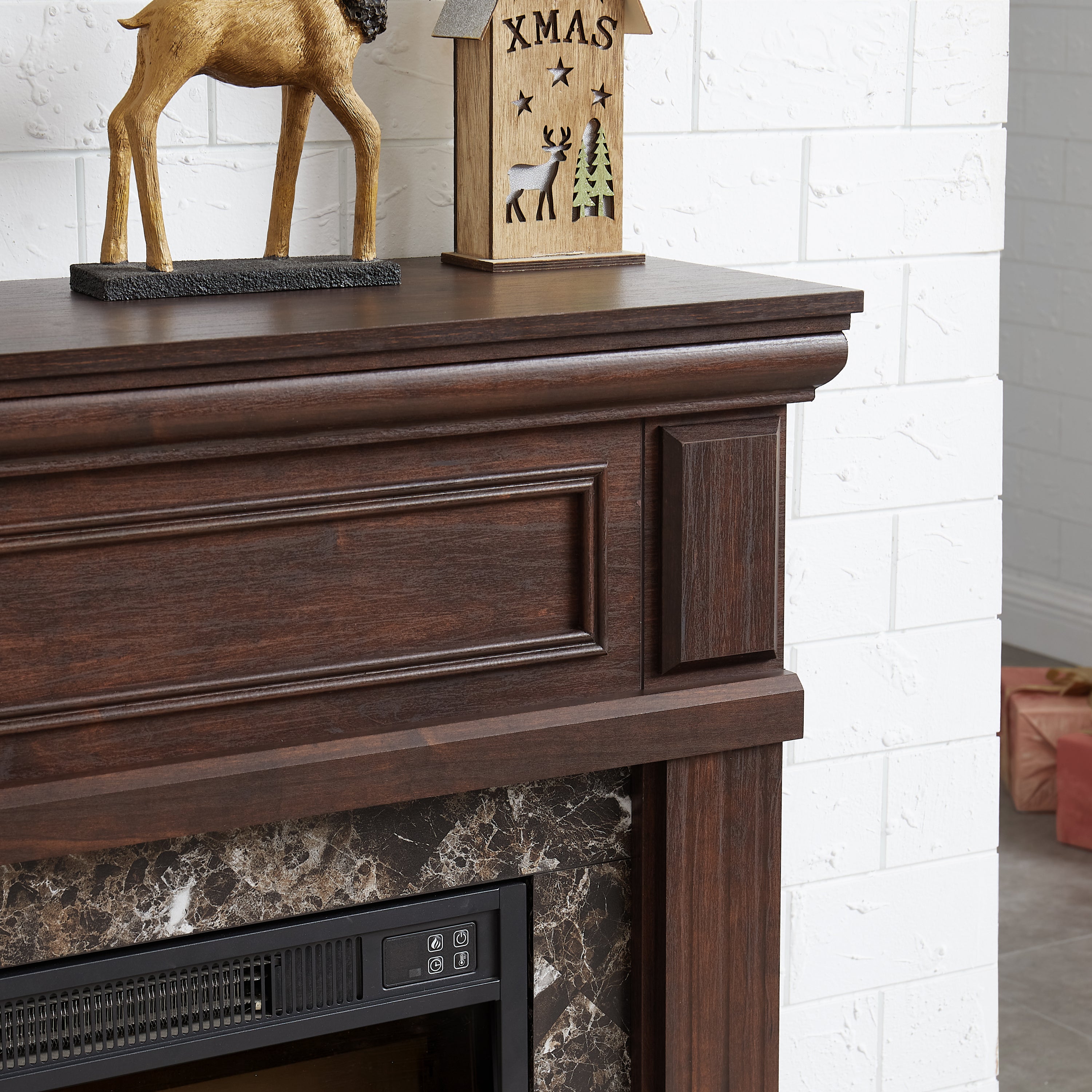 Electric Fireplace with Mantel,fireplace mantel surround with 23' Fireplace Insert, Adjustable Flame, Remote Control, Cherry,41.34'W*14'D*40'H - Grand Goldman Shop