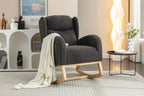 049-Teddy Fabric Rocking Chair With Packet Wood Legs,Dark Gray - Grand Goldman Shop