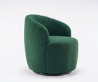 Teddy Fabric Swivel Accent Armchair Barrel Chair With Black Powder Coating Metal Ring,Dark Green - Grand Goldman Shop