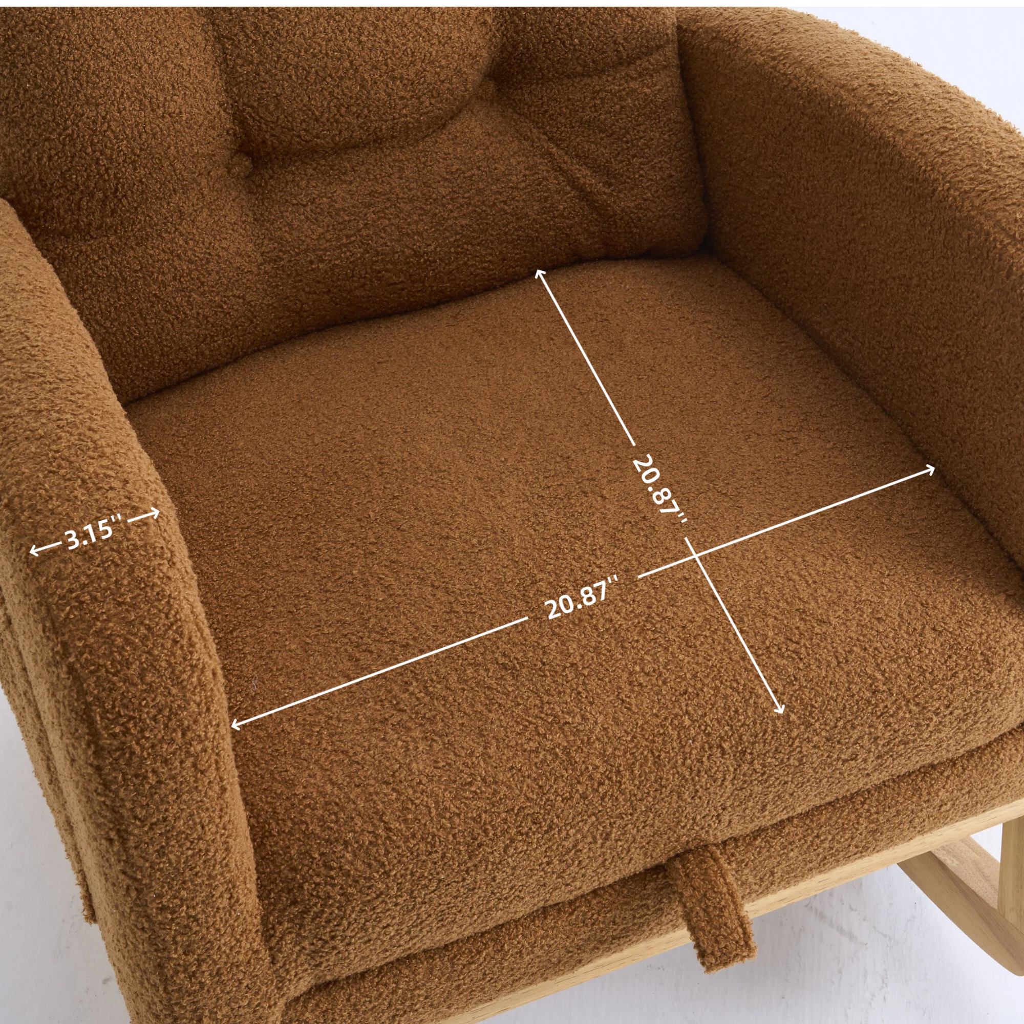 LY-5104 Caramel Accent Rocking  Chair with  Footrest High Back Rubber Wood Rocking Legs Bedroom Living Space   26.77D X 38.36W X 39.76H Inch - Grand Goldman Shop