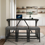 Bar Table Set with Power Outlet, Bar Table and Chairs Set, 4 Piece Dining Table Set, Industrial Breakfast Table Set, for Living Room, Dining Room, Game Room - Grand Goldman Shop