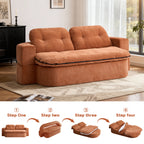 Modern Floor Sofa with 2 Pillows,Convertible Corduroy Fabric Foam-Filled Sleeper Sofa Bed, no assembly required,Convertible Sofa Cushion Unfolds into Quilt,Folding Mattress for Living Room,Playroom - Grand Goldman Shop