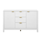 U_STYLE Sideboard with Wave Design - 3 Adjustable Shelves, 3 Drawers & Soft-Close Doors, Storage Console Table with Metal Handles, Suitable for Study, Hallway and Living Room, 3 Colors - Grand Goldman Shop