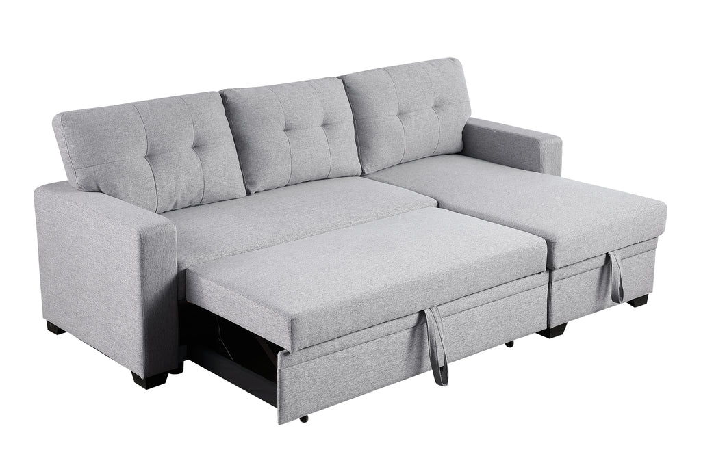 Upholstered Pull out Sectional Sofa with Chaise - Grand Goldman Shop