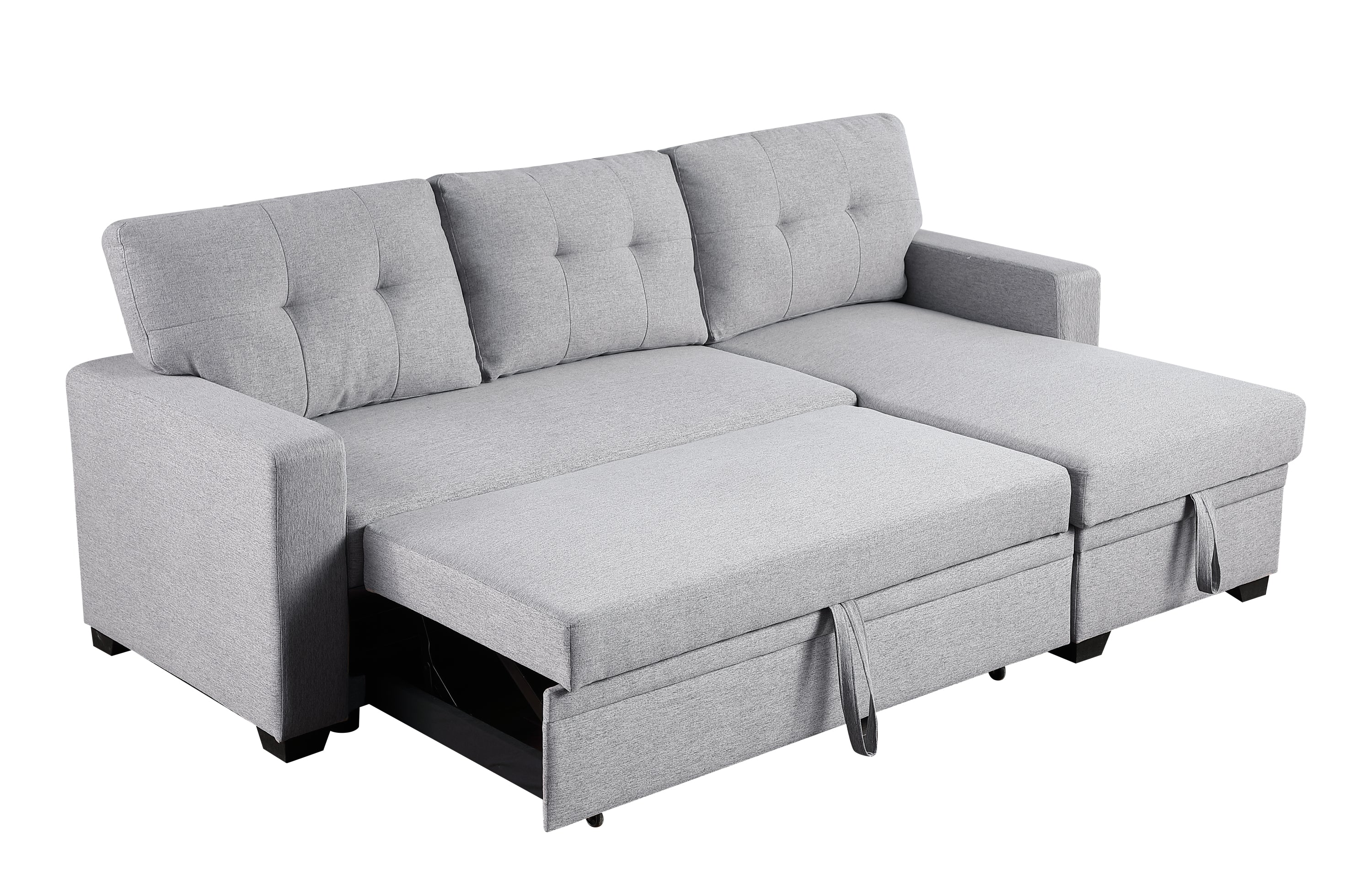 Upholstered Pull out Sectional Sofa with Chaise - Grand Goldman Shop
