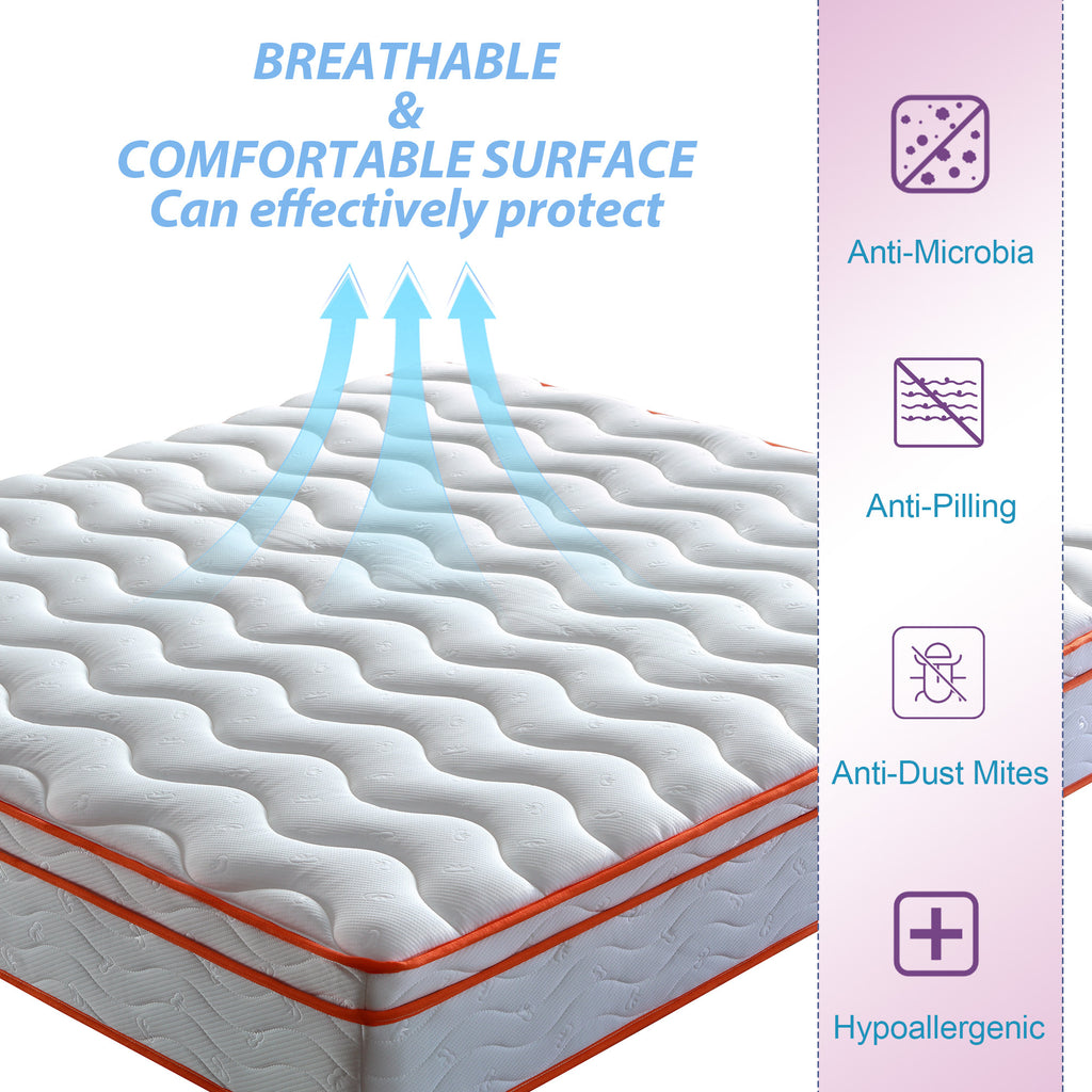 King Mattress, 12 Inch Hybrid Mattress Euro Top Medium Firm for Back & Lumbar Support, 100 Night Trial, Individual Pocket Spring Mattresses for Motion Isolation & Pressure Relief - Grand Goldman Shop
