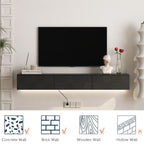 Floating TV Stand Wall Mounted with 16 Color LEDs,67' Modern TV Stand, Floating TV Cabinet Entertainment Center for 55 60 65 Inch TV,Black - Grand Goldman Shop