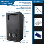 Black Steel Keypad Depository Safe with Anti-Fishing Baffles and Digital Lock, 1.72 Cu Ft - Grand Goldman