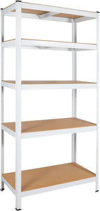 5 Tier Laminated White Metal Shelving Unit Adjustable Garage Storage Utility Rack Heavy Duty Shelves Organization Multipurpose Shelf Warehouse Basement Pantry 29' W x 12' D x 59' H 1Pack - Grand Goldman Shop