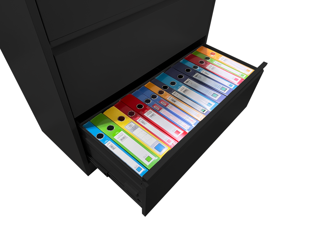 5 Drawer Metal Lateral File Cabinet , Black Filing Cabinet with Lock, Lockable File Cabinet for Home Office, Locking Metal Fi