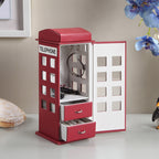 11.5' Tall Leather Jewelry Box, British Telephone Design, Burgundy Red - Grand Goldman Shop