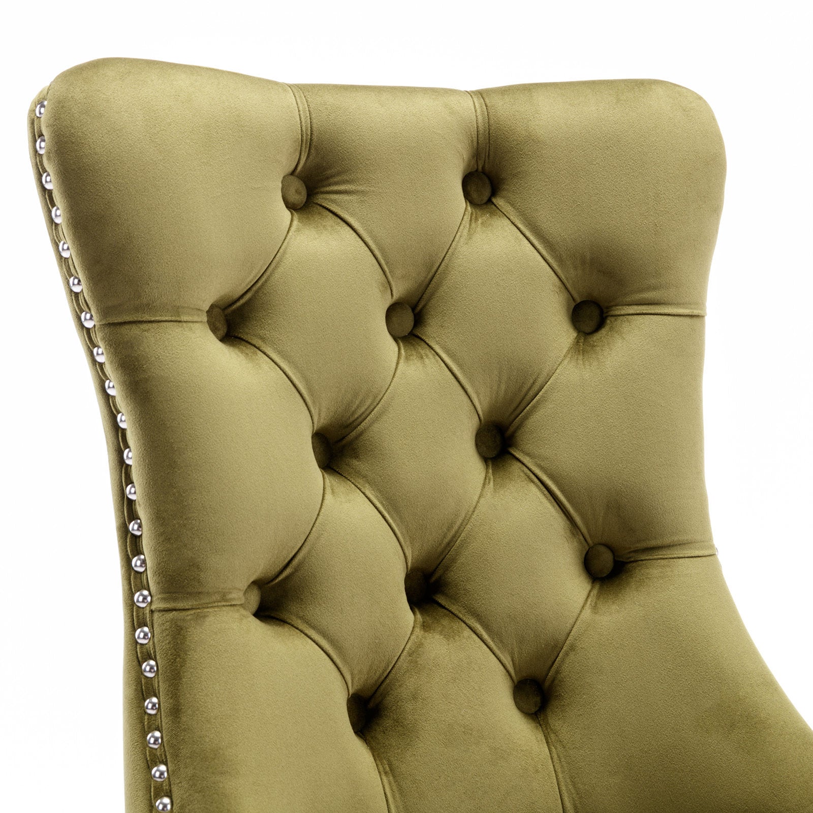 Nikki Collection Modern, High-end Tufted Solid Wood Contemporary Velvet Upholstered Dining Chair with Wood Legs Nailhead Trim 2-Pcs Set,Olive-Green,SW2001OL - Grand Goldman Shop