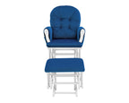 Mason Glider and Ottoman White Wood and Navy Fabric - Grand Goldman Shop
