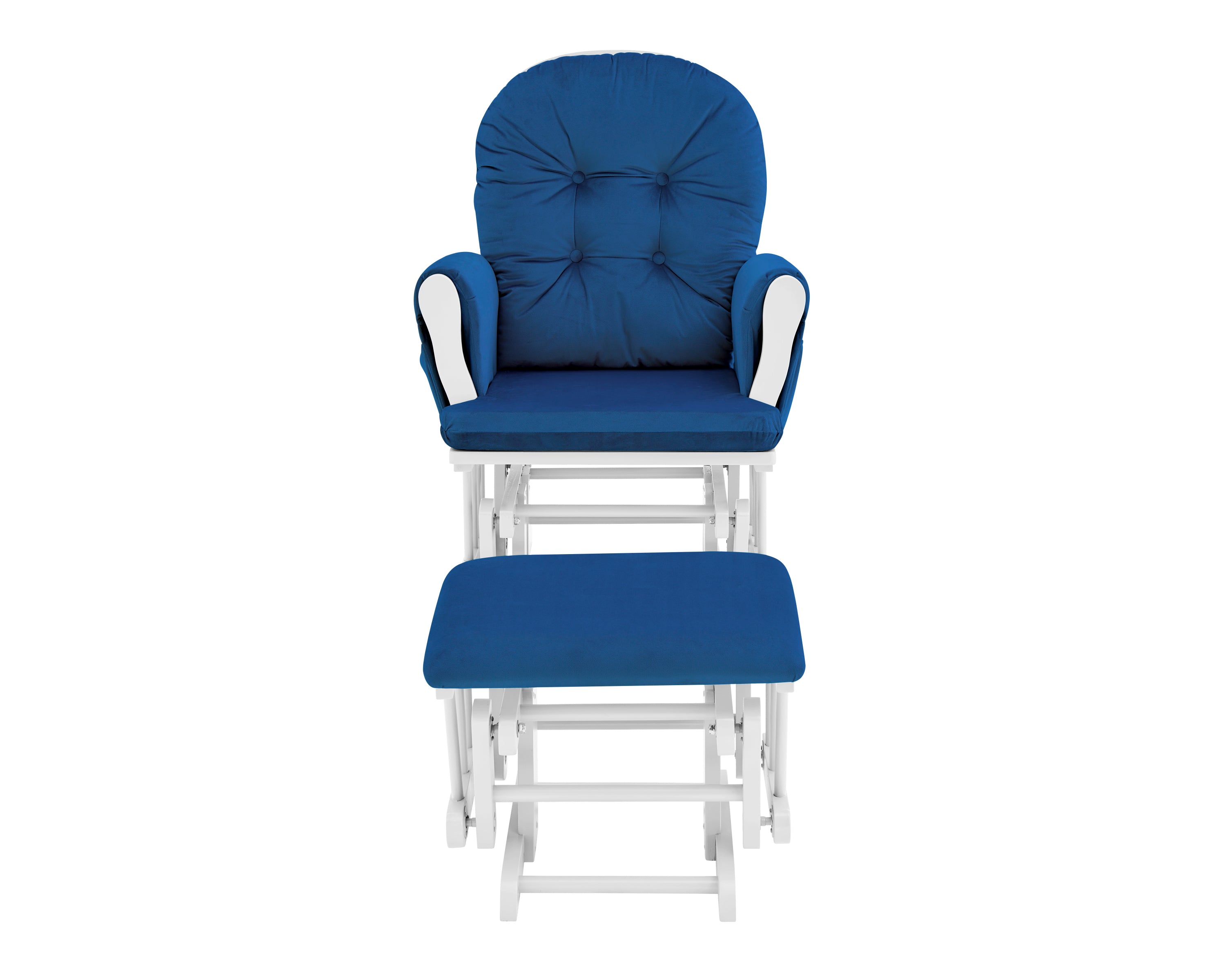 Mason Glider and Ottoman White Wood and Navy Fabric - Grand Goldman Shop