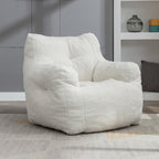 Ivory White Soft Teddy Fabric Tufted Foam Bean Bag Chair with Memory Sponge - Grand Goldman Shop