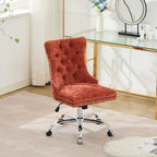 A&A Furniture Office Chair,Modern Chenille Upholstered Tufted Button Home Office Chair with Chrome Metal Base,Adjustable Desk