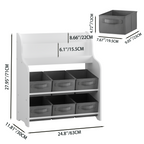 Kids Bookshelf with 6 Fabric Storage Bins, Multi-Functional Children's Bookcase and Toy Organizer, Front-Facing Display Shelf