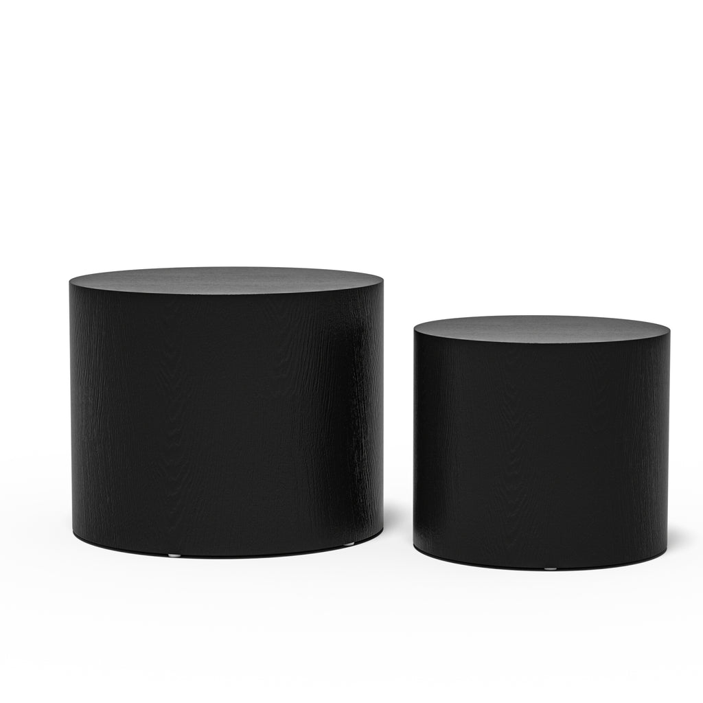 MDF with ash/oak/walnut veneer side table/coffee table/end table/nesting table set of 2 for living room,office,bedroom Black - Grand Goldman Shop