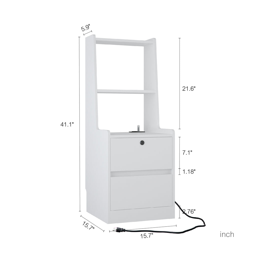 Nightstands Set of 2, with Charging Station, Smart Nightstand with Night Light, Modern Night Stand with Bookshelf, Bedside Tables with Storage Cabinet for Bedroom,White - Grand Goldman Shop