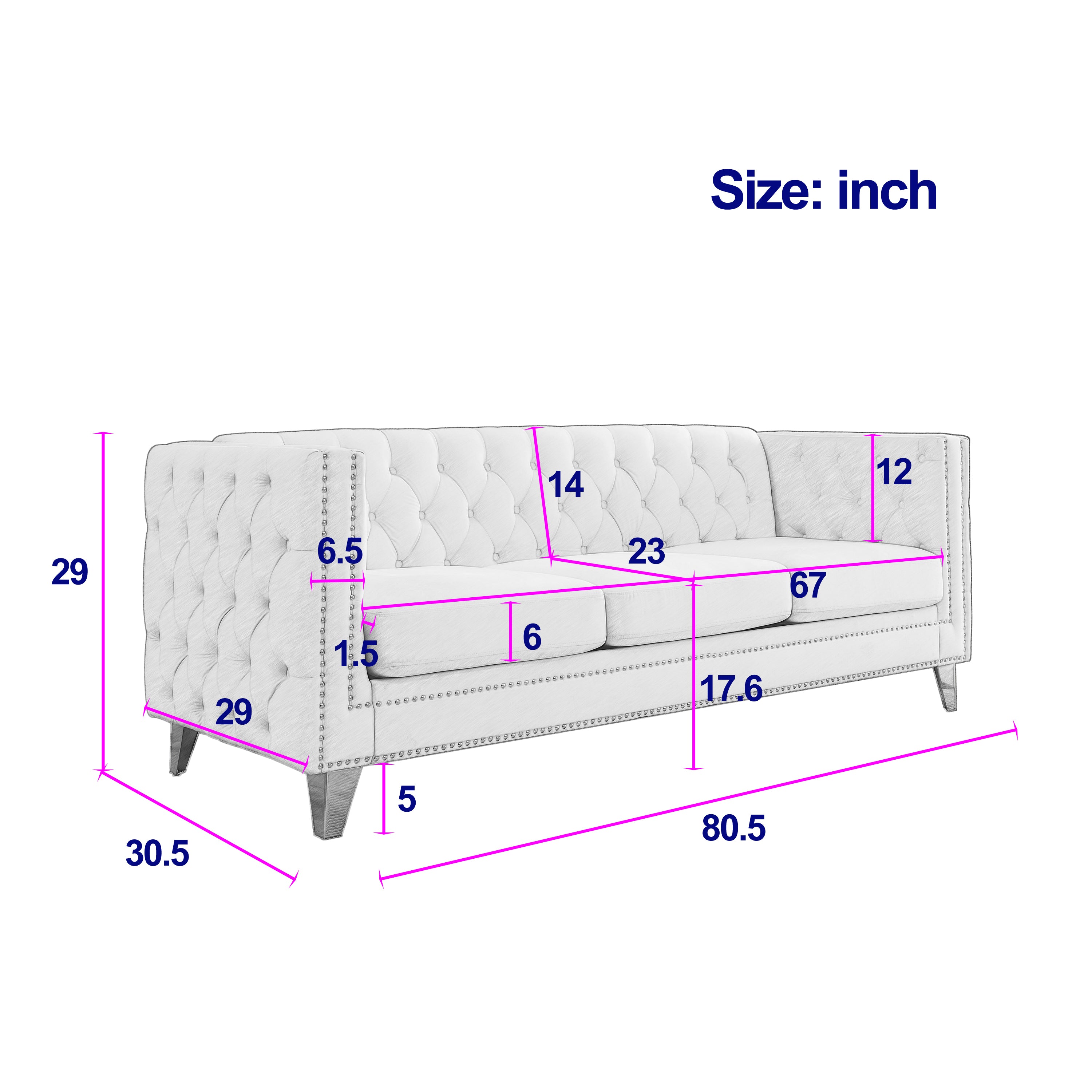 Modern Velvet Sofa with Button Tufting and Metal Legs, Beige Upholstered Couch for Living Room or Bedroom, 3-Seater, W834S00023 - Grand Goldman Shop