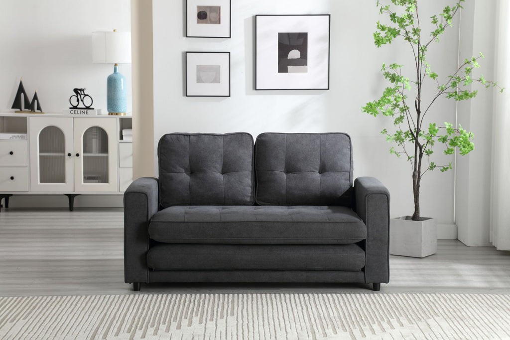 3 Fold Sofa,Convertible Futon Couch sleeper sofabed,Space saving loveseat,Pull Out Couch Bed for Living Room,Dark Gray & Light Gray & Beige,Velvet linen fabric - Grand Goldman Shop