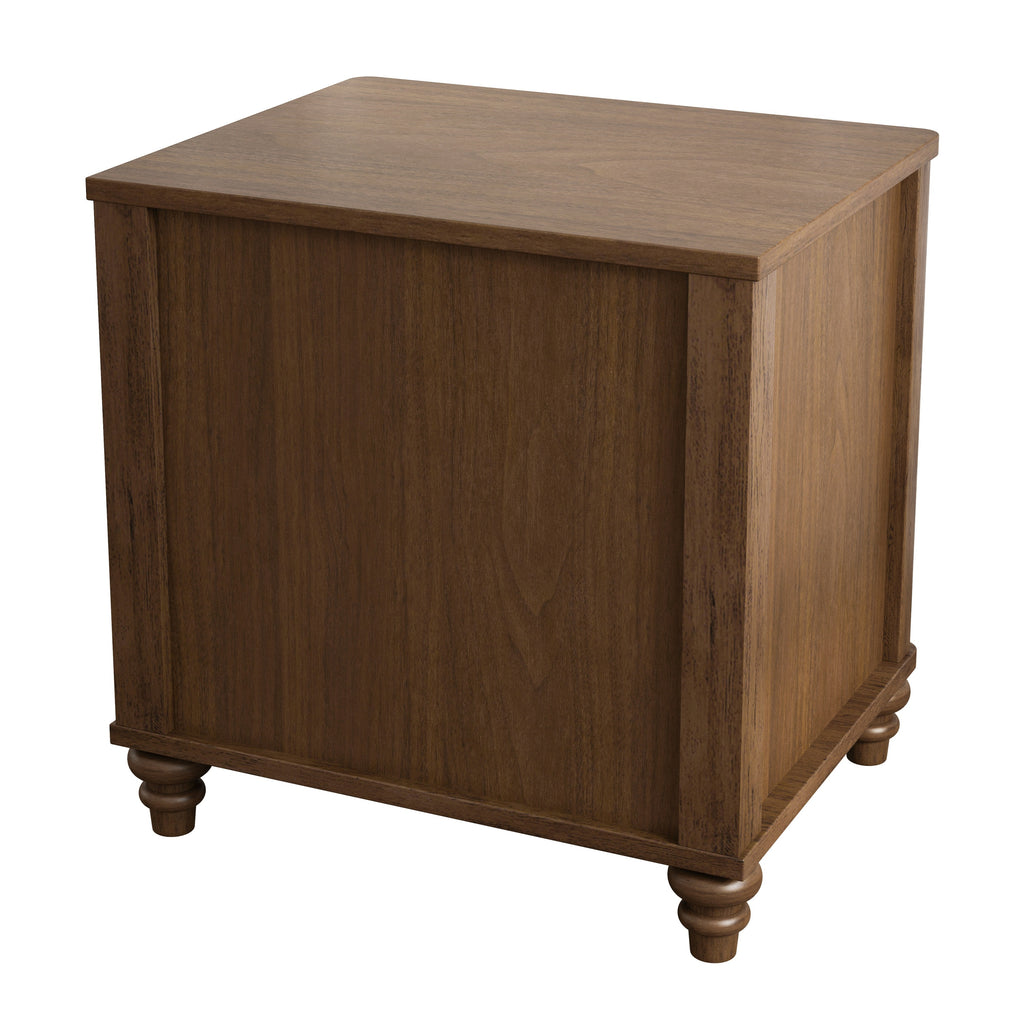 Mid Century Modern Fluted Nightstand 2-Piece Set, 21.65' Wide Wooden Bedside Table with 3 Drawers, Walnut Finish - Grand Goldman Shop