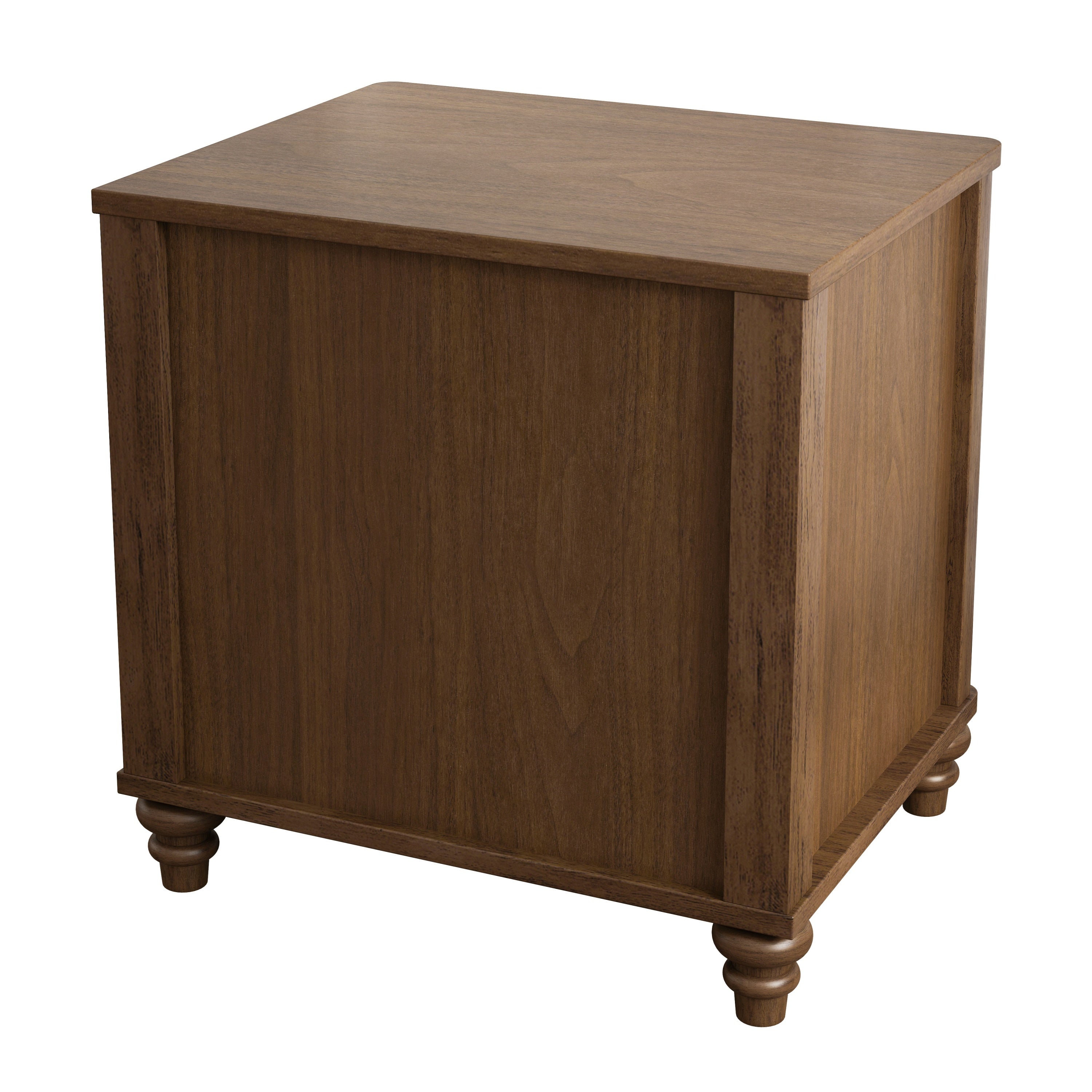Mid Century Modern Fluted Nightstand 2-Piece Set, 21.65' Wide Wooden Bedside Table with 3 Drawers, Walnut Finish - Grand Goldman Shop