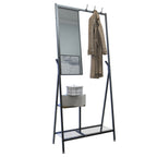 Coat Rack with Mirror, Multifunctional Hall Tree with Shoe Storage, Metal Frame, for Living Room Bedroom 73x32x15 Inches, Industrial Style, Rustic Brown and Black - Grand Goldman Shop