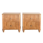 3-Piece Bedroom set with a King Size Bed and 2 Nightstands, Natural - Grand Goldman Shop