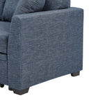 76.5' Linen Blend Upholstered Sectional with Pull-Out Bed and Chaise Storage - Grand Goldman Shop