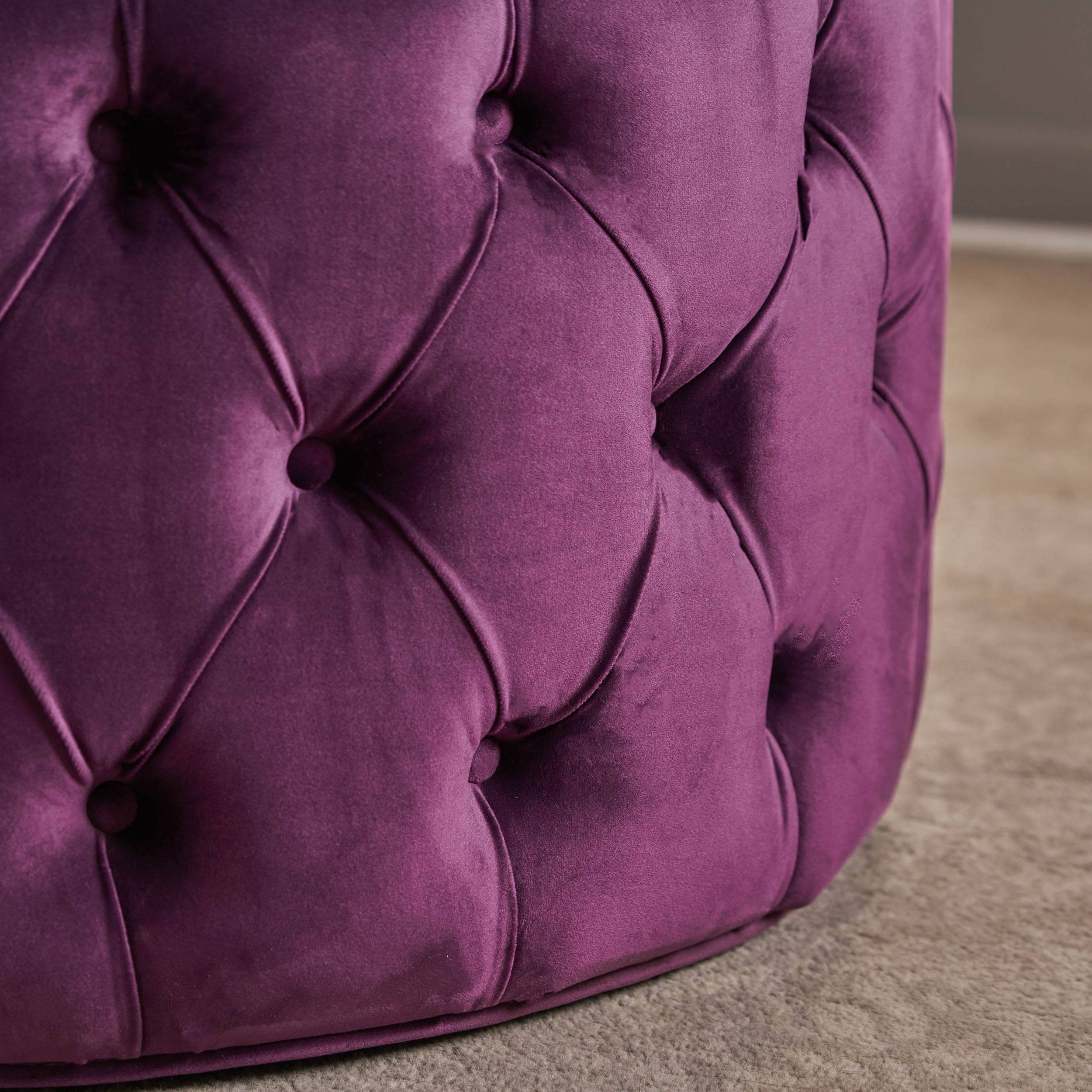 Modern Glam Ottoman Velvet Fuchsia 29.5-Inch - Grand Goldman Shop
