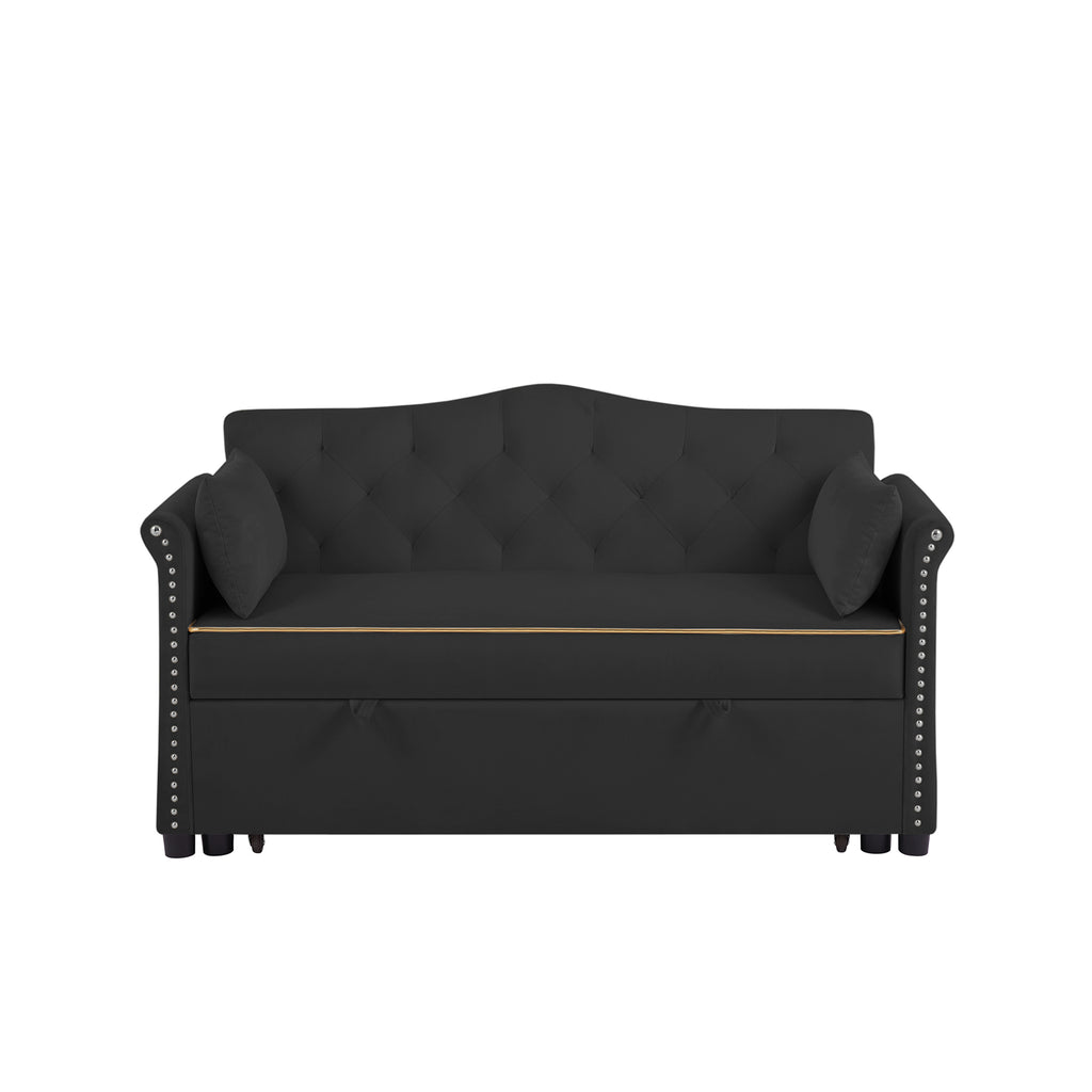 Black Velvet Sleeper Sofa Bed - Grand Goldman Shop