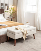 Storage Bench with Storage Bench for Bedroom End of Bed Bench Foot of Bed Bench Entryway Bench Storage Ottoman Bench 43.7' W x 18.1' D Off White Bench - Grand Goldman Shop