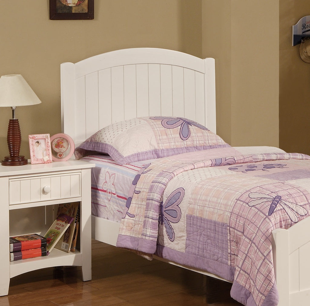 White Color Twin Size Bed Nightstand And Chest 3pc Set Bedroom Furniture Wooden Transitional Style Headboard - Grand Goldman Shop