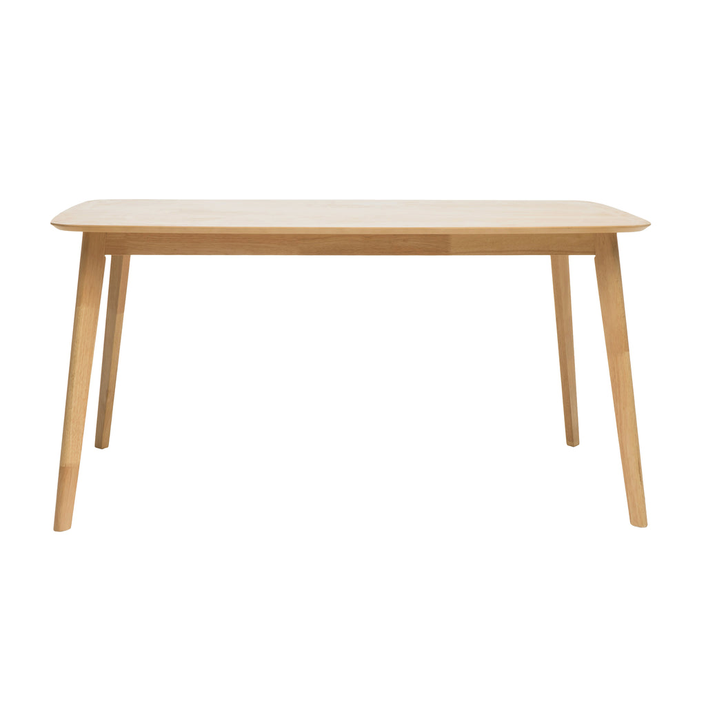Retro Mid-Century Dining Table with Faux Wood Top and Natural Solid Wood Legs, 59-inch - Grand Goldman Shop