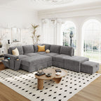 U_STYLE L-shaped Pull-Out Sofa Bed with Storage, USB Ports, and Cup Holders, Modular Design for Living Rooms, Offices & Apartments - Grand Goldman Shop