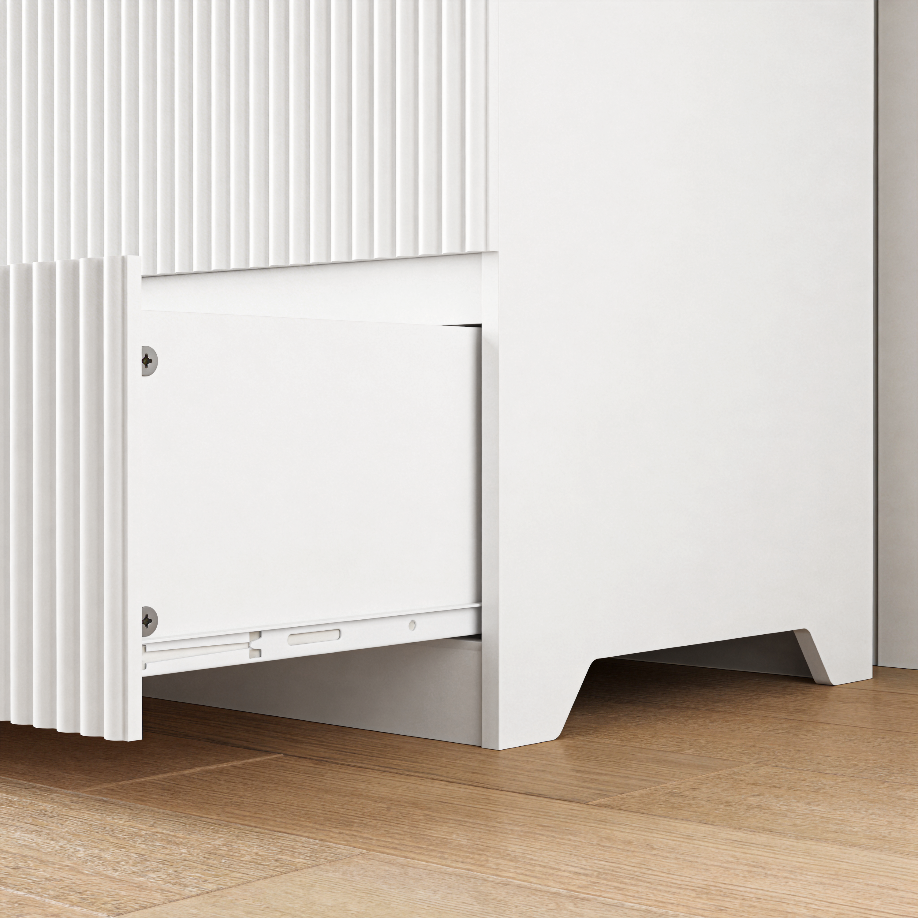 Modern White 6 Drawer Dresser, Wave Panel Drawer Fronts, Storage Cabinet, Versatile Chest of Drawers for Bedroom, Living Room - Sleek & Spacious Home Storage Solution - Grand Goldman Shop
