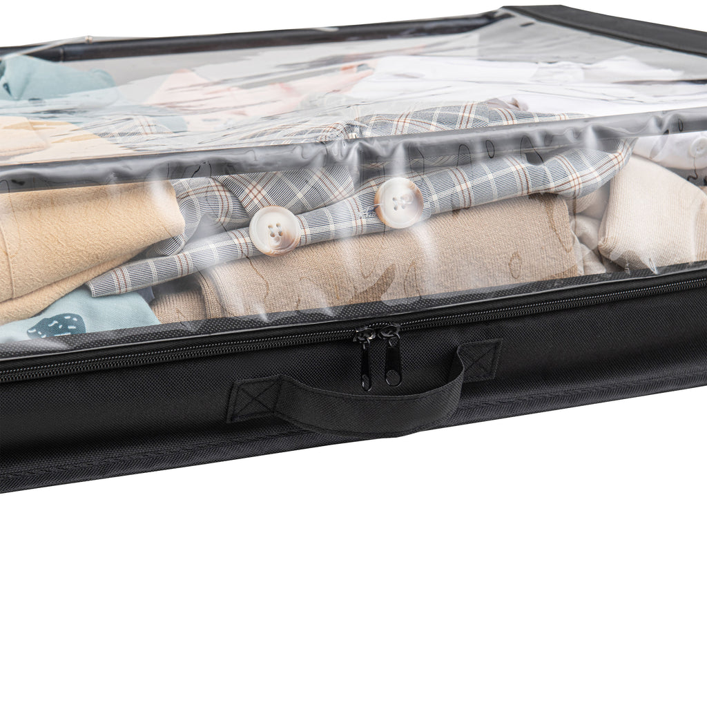 Set of 2 Under-Bed Rolling Storage Container with Transparent Cover, Versatile Space-Saving Design, and Smooth-Glide Multi-Directional Wheels – Ideal for Organizing Clothes, Shoes, and More - Grand Goldman Shop