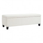 Indoor Textured Boucle White Storage Ottoman Bench - 50.98''L Upholstered Entryway Bench with Hidden Storage, 300lbs Weight Capacity for Living Room, Bedroom & Hallway - Grand Goldman Shop