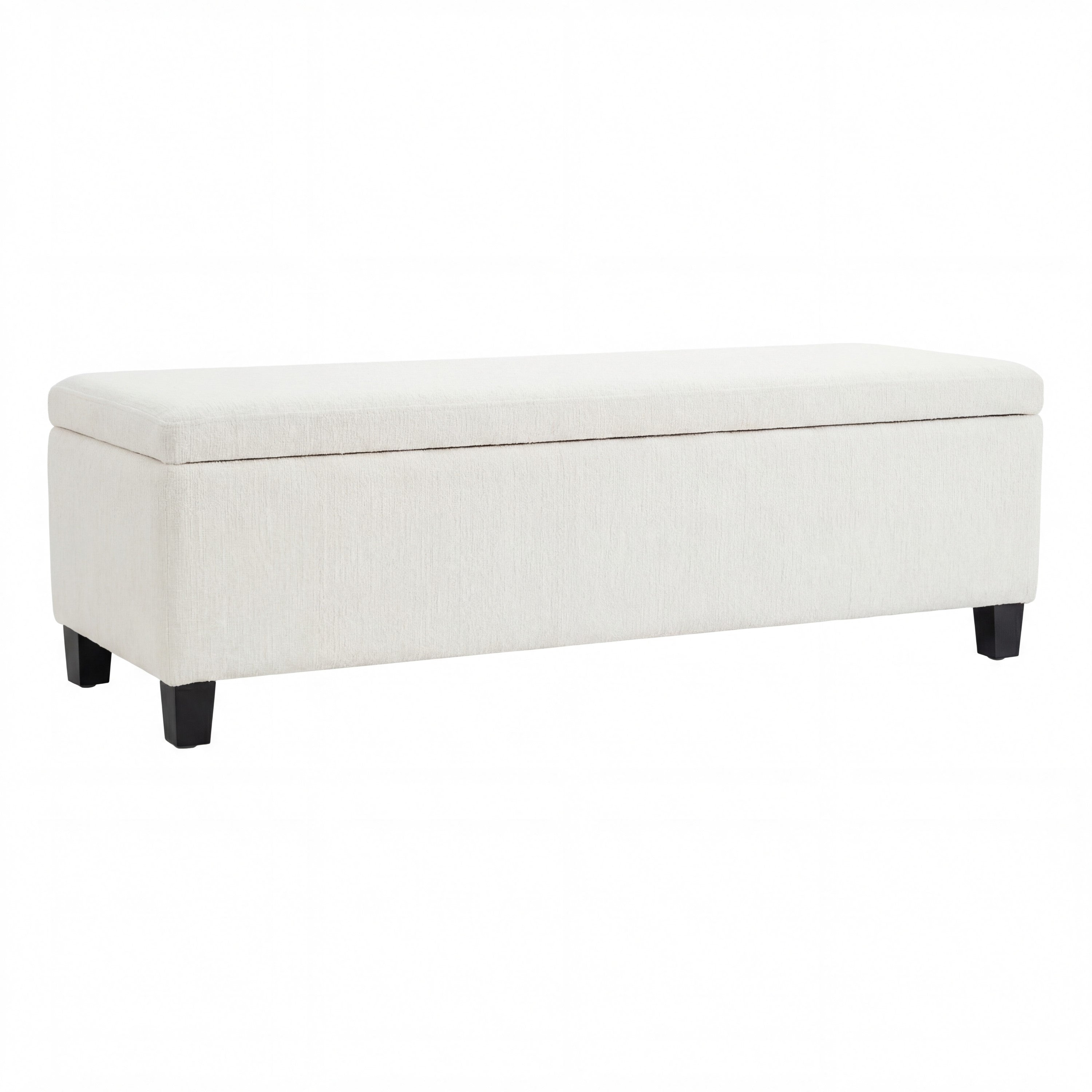 Indoor Textured Boucle White Storage Ottoman Bench - 50.98''L Upholstered Entryway Bench with Hidden Storage, 300lbs Weight Capacity for Living Room, Bedroom & Hallway - Grand Goldman Shop