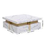 Modern White Square Storage Coffee Table with 4 Drawers - Grand Goldman Shop
