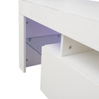 Modern White TV Stand, 20 Colors LED TV Stand w/Remote Control Lights - Grand Goldman Shop
