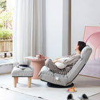 Japanese-Style  Gray with Metal Frame Adjustable Reclining Floor Chair – Tatami Lazy Sofa for Balcony or Bedroom - Grand Goldman Shop
