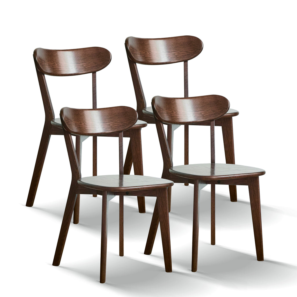 Natural Oak Dining Chair Set of 4 - Solid Wood, Comfortable Design, Walnut Finish, 19.69x18.50x31.50 inches - Grand Goldman Shop