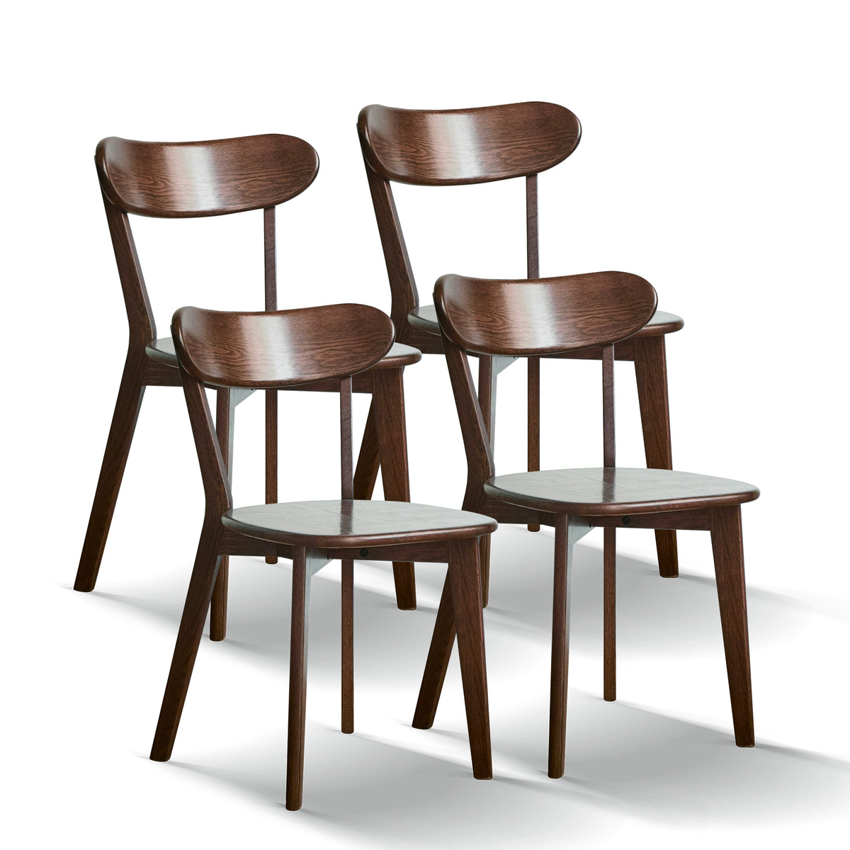 Natural Oak Dining Chair Set of 4 - Solid Wood, Comfortable Design, Walnut Finish, 19.69x18.50x31.50 inches - Grand Goldman Shop