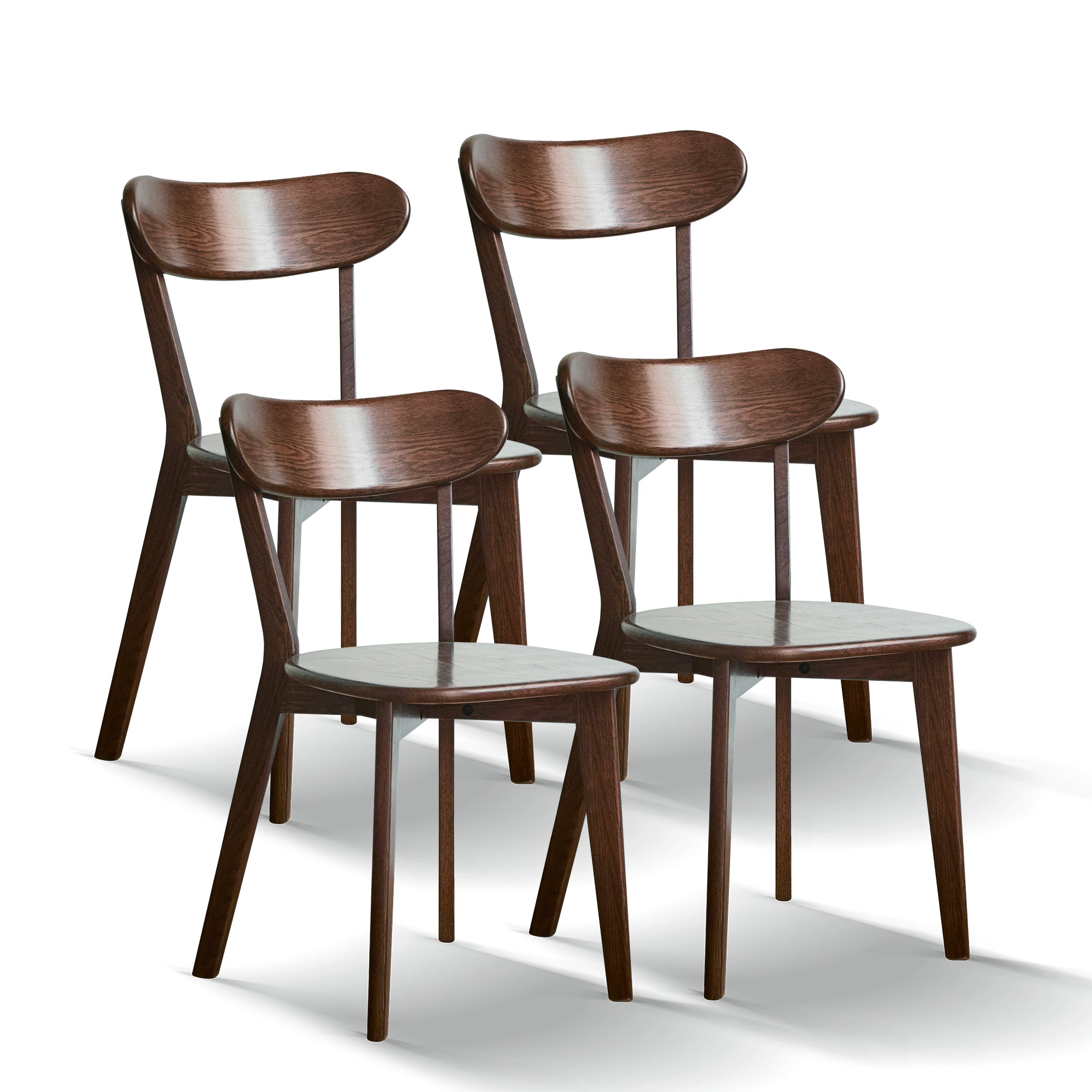 Natural Oak Dining Chair Set of 4 - Solid Wood, Comfortable Design, Walnut Finish, 19.69x18.50x31.50 inches - Grand Goldman Shop