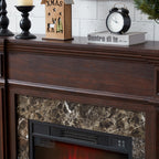 Electric Fireplace with Mantel, Fireplace Mantel, Fireplace Heater Freestanding, Realistic Stacked Stone Surround with Remote Control Timer LED Flame, Cherry, 45.66'W*11.8'D*40'H - Grand Goldman Shop