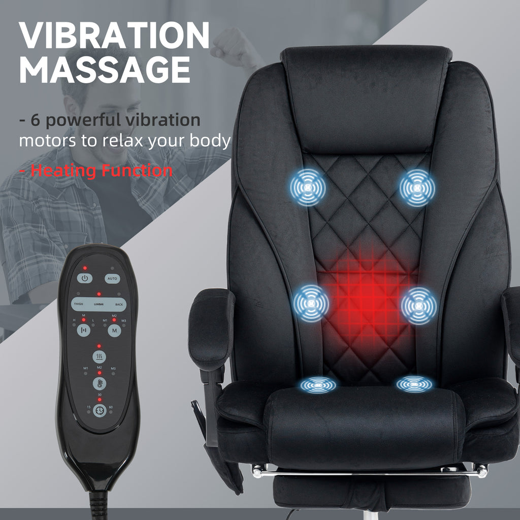 Vinsetto Executive Massage Office Chair, Heated Computer Desk Chair with Adjustable Height and Footrest, Black | Premium Home