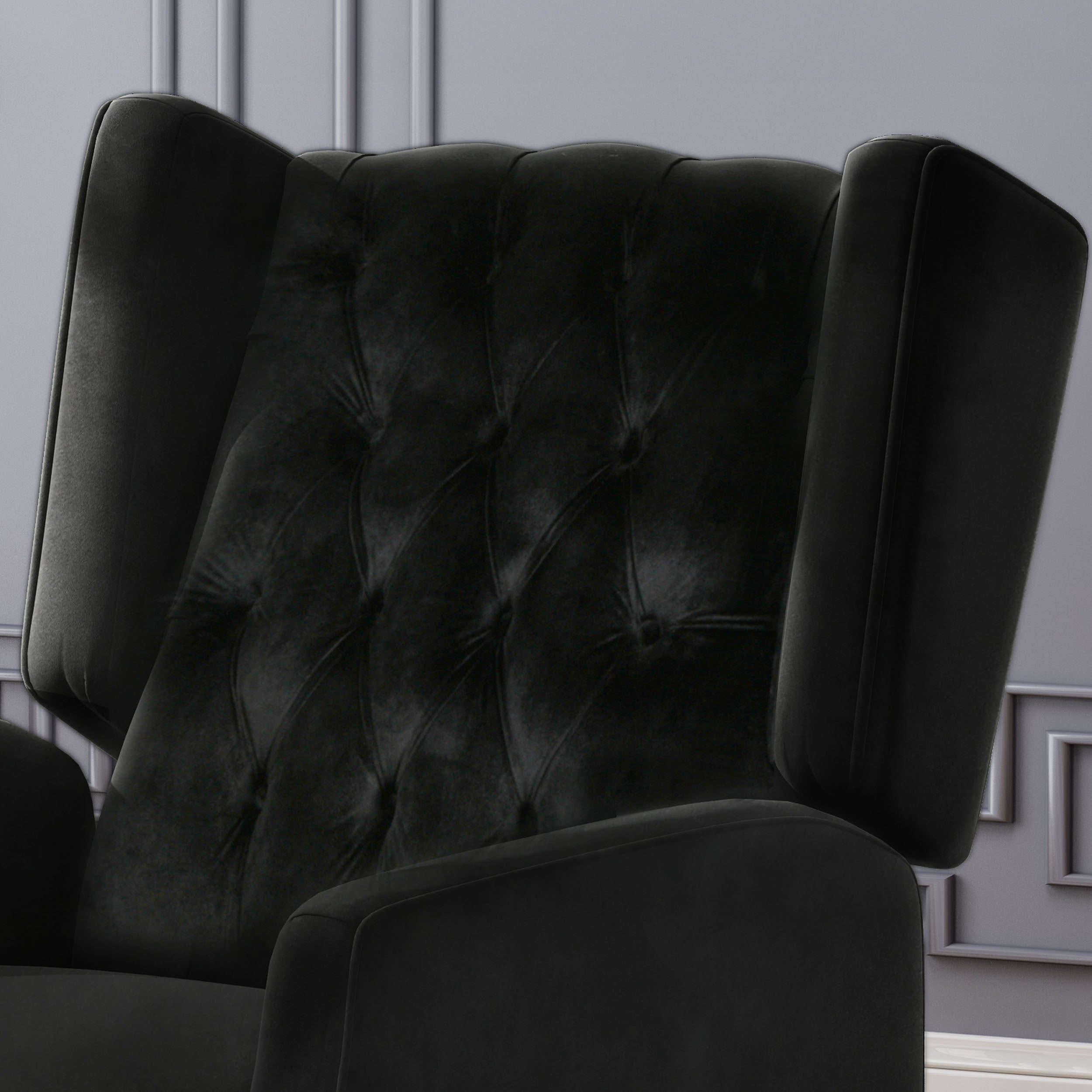 Pushback Recliner Chair, Fabric Armchair Push Back Recliner with Rivet Decoration, Mid Century Wingback Accent Chair for Living Room, Bedroom - Grand Goldman Shop