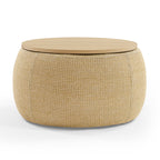 Round Storage Ottoman, 2 in 1 Function, Work as End table and Ottoman, Natural (25.5'x25.5'x14.5') - Grand Goldman Shop